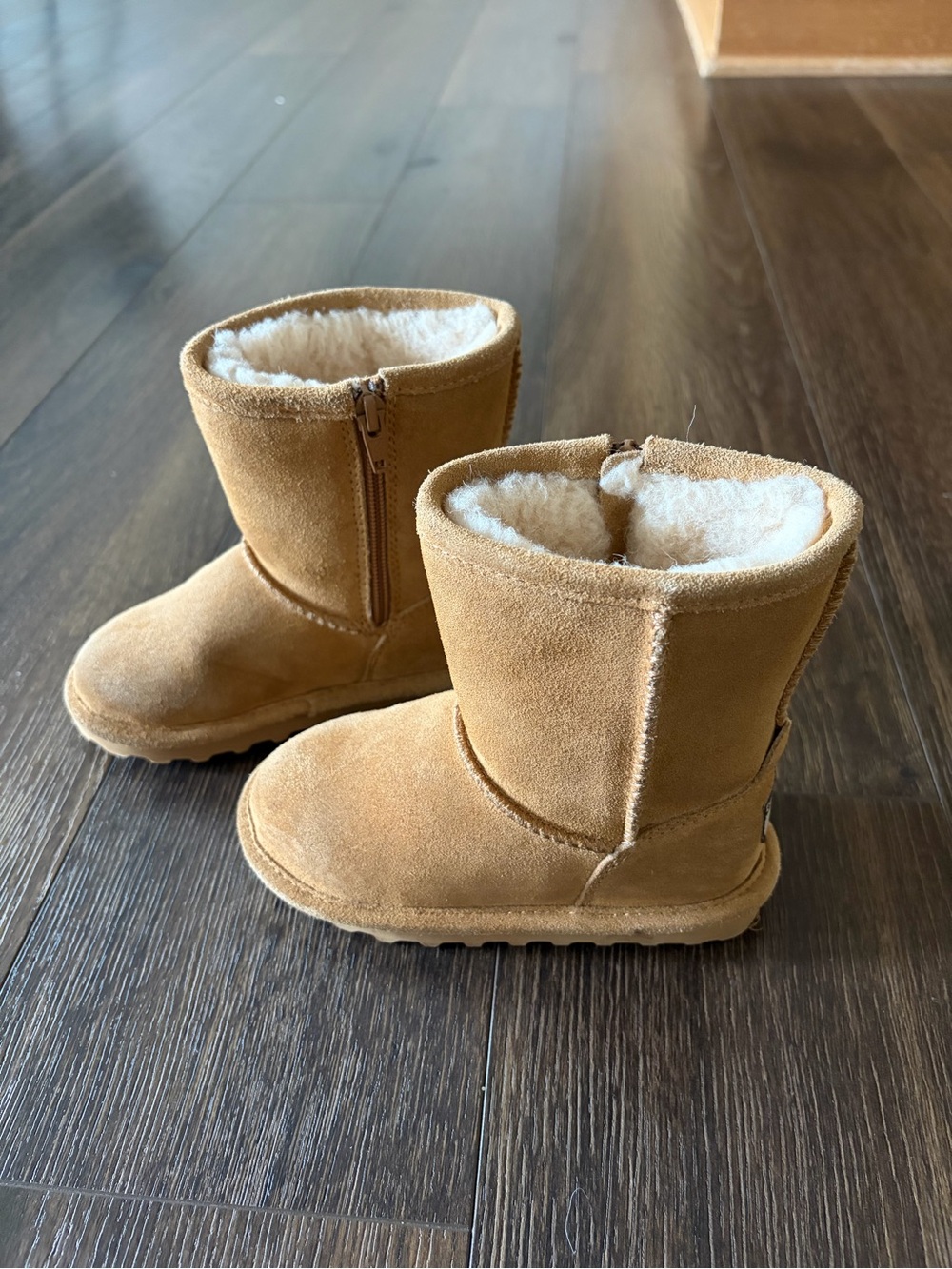 BearPaw Kids Tan Suede Shearling-Lined Boots